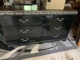 Nice Black Dresser With Marbled Top