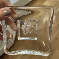 1990's Kosta Boda Bertil Vallien Days of Week "Saturday" Heart Face Glass Dish