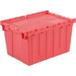 Red Shipping Storage Tote with Attached Lid, Storage Box