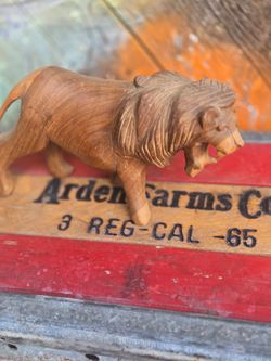 Hand-Carved Wooden Lion Figurine