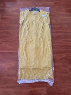 Shelby & Palmer Yellow short-sleeve pleat hem dress