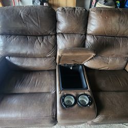 Power Recliner Leather Loveseat