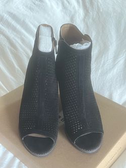 Lucky Brand Black Suede Open-Toe Booties