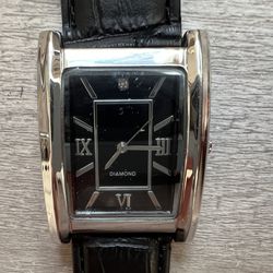 FMD Silver & Black Dress Watch - New Battery - Diamond Accent