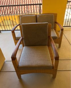 Gloster Plantation Teak & Woven Patio Loveseat + Lounge Chair
