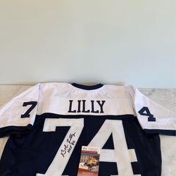 BOB LILLY AUTOGRAPHED CUSTOM JERSEY W/ INSCRIPTION J.S.A. AUTHENTICATED
