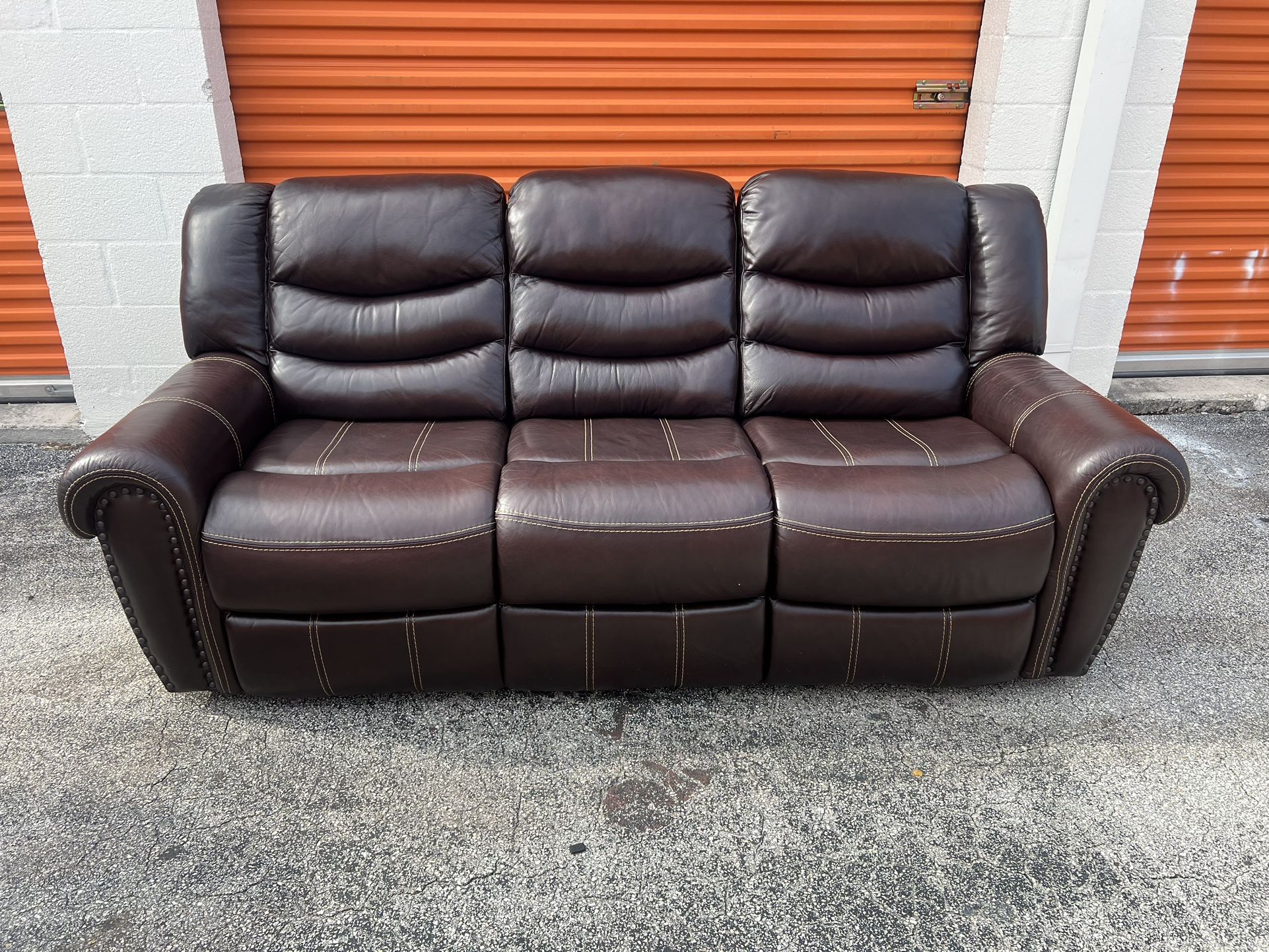 Brown Leather Recliner Sofa