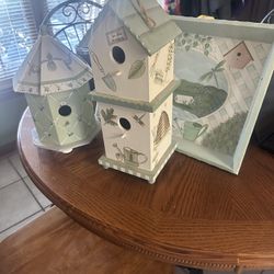 Decorative Bird Houses And Tray