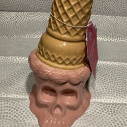 Summerween, Melting Ice Cream Cone Skull, Here Lies Summer, Seasonal Decor,Viral