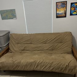 Futon/Sofa Bed with side armrests/table 