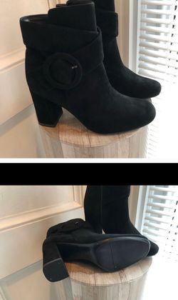 Brand new Black suede booties with buckle.