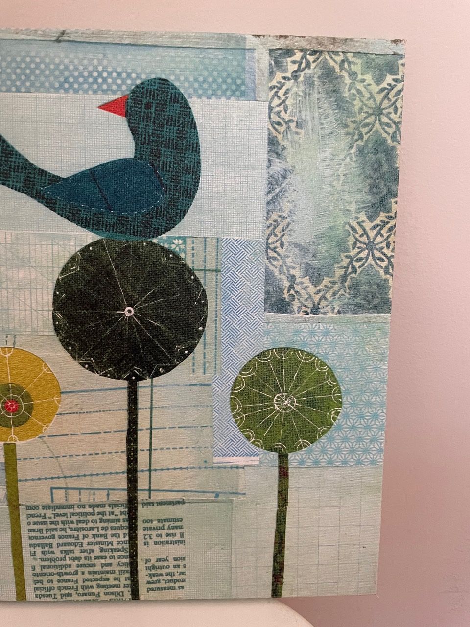 Anthropologie Blue Bird Giclee Canvas Painting By Lorena Siminovich - $250