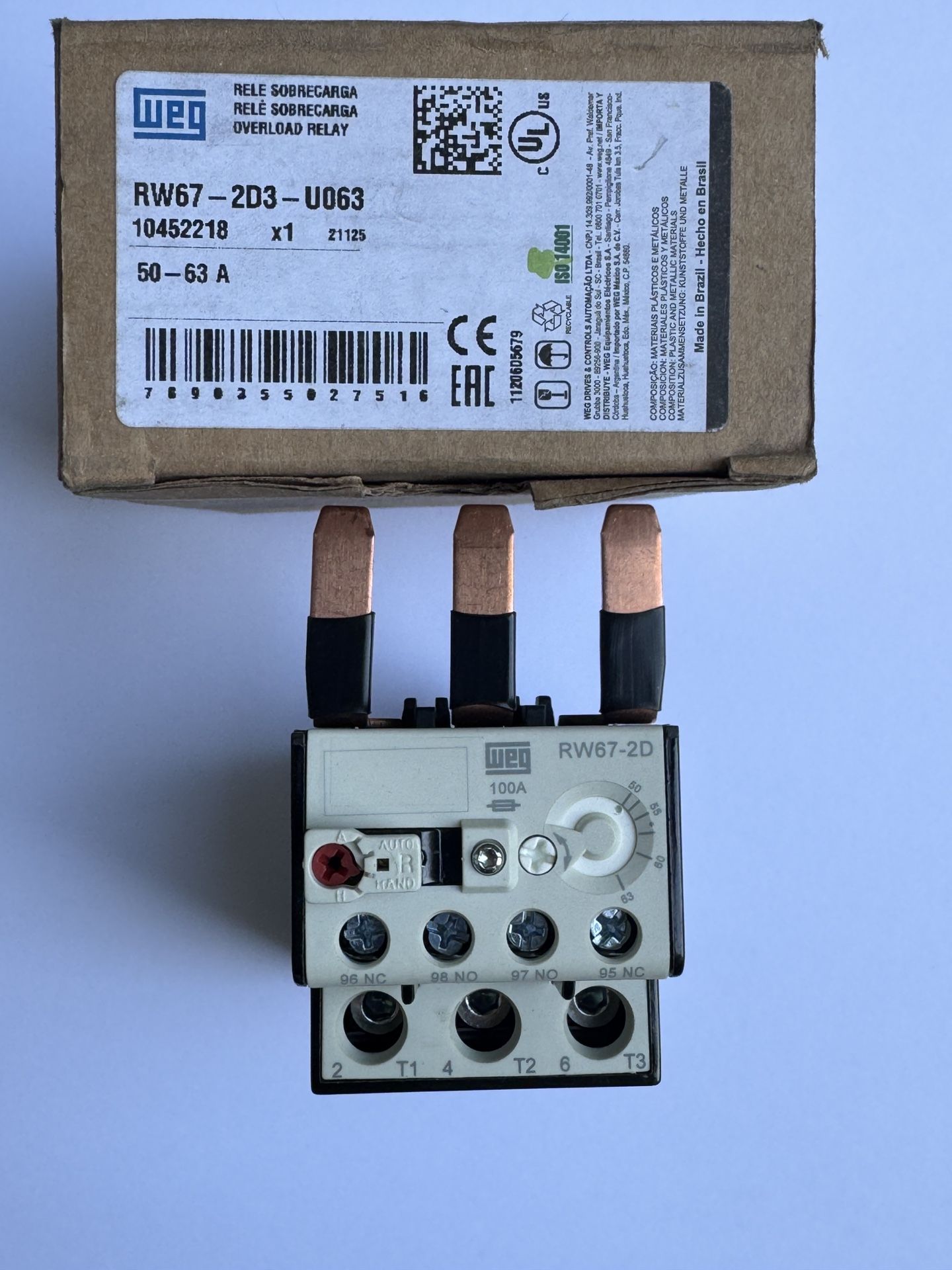 Overload/Relay. WEG RW67-2D3-U080