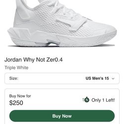 Size 11 Jordans Why Not Zer0.4 Triple White 