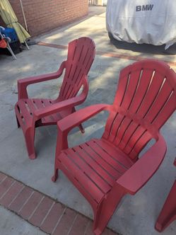 Red Plastic Chairs Set of 3