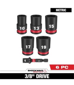 MILWAUKEE SHOCKWAVE 3/8 in. Drive Metric Standard 6 Point Impact Socket Set (6-Piece)