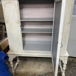 Refurbished  Antique Cabinet With 2 Shelves 