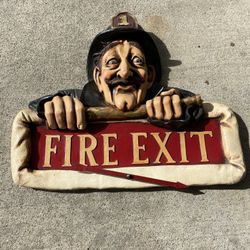 Antique Fireman -Fire Exit  Sign