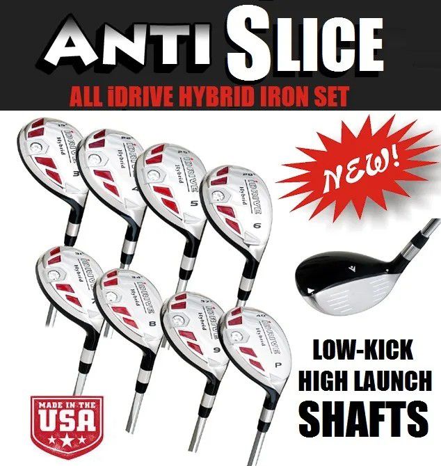 Golf ClubsiDrive ALL Hybrid 3,4,5,6,7,8,9,PW Irons Graphite Regular Jumbo Grip + Head Covers