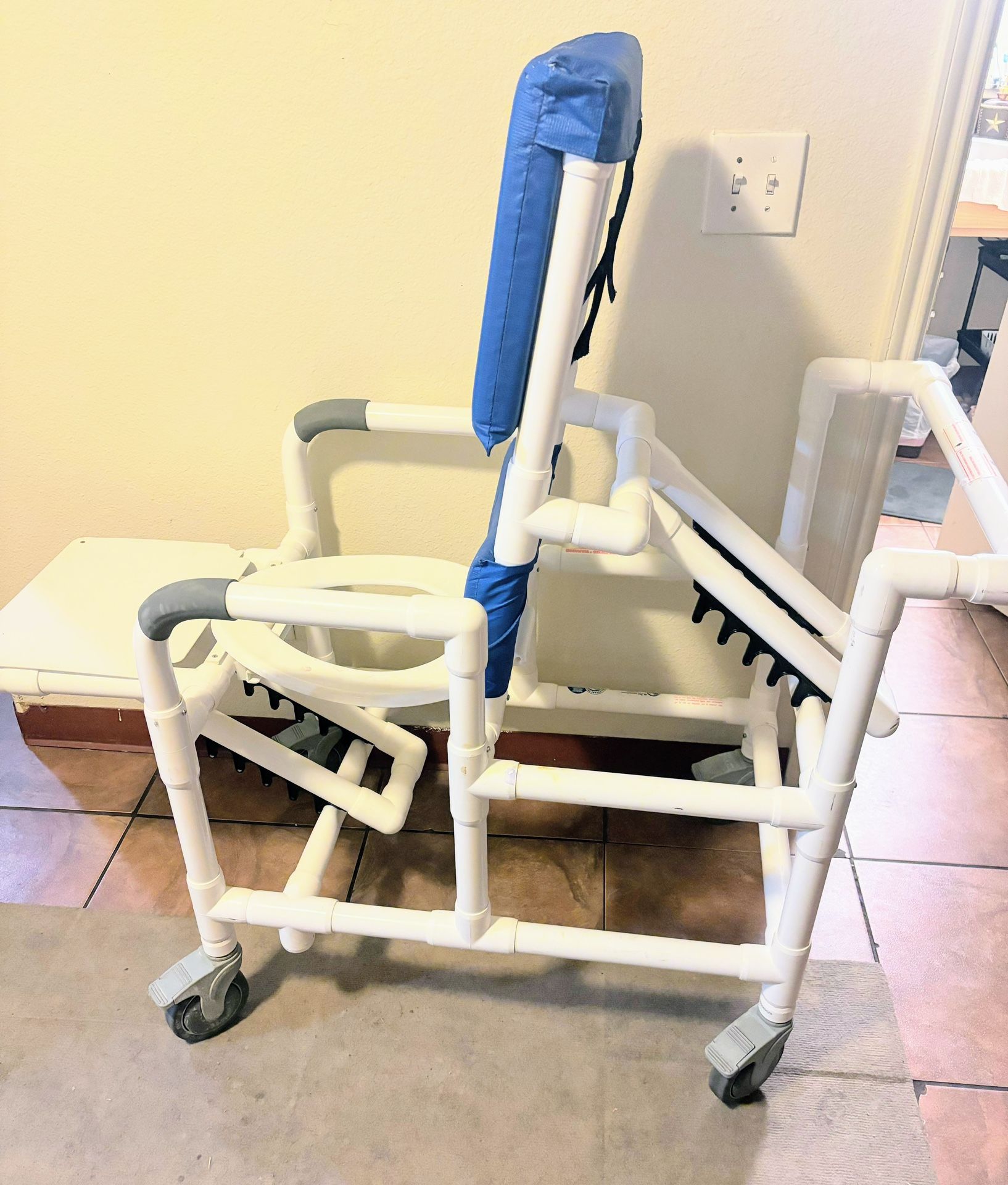 MJM International PVC heavy duty 5” Caster 325lbs Reclining Rolling Shower Chair Commode