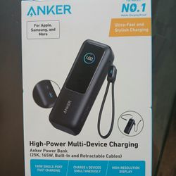 NEW Anker High Power Multi Device Charger (25K) with Retractable Usb-C Cables