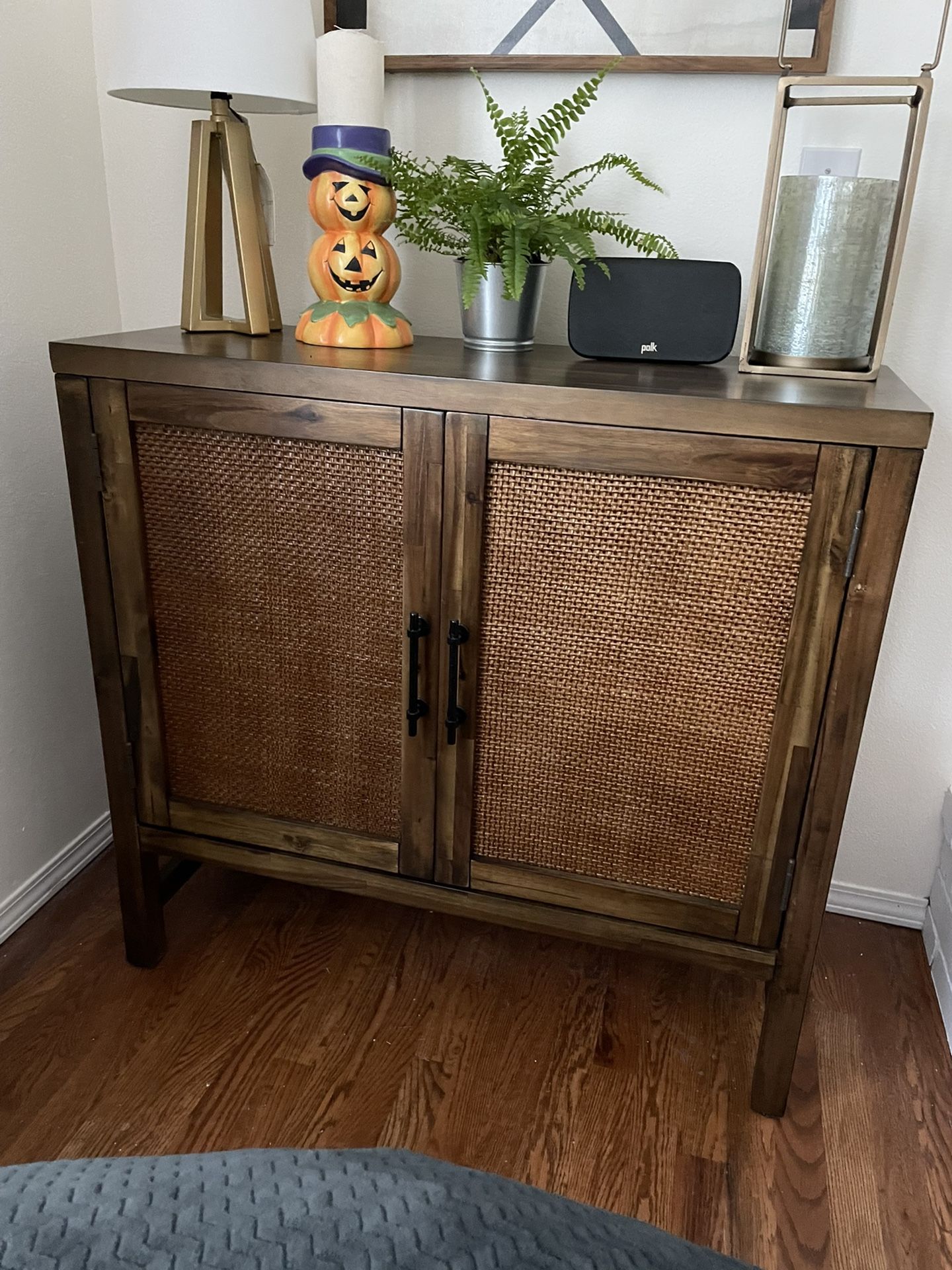 Wood Console With Storage 