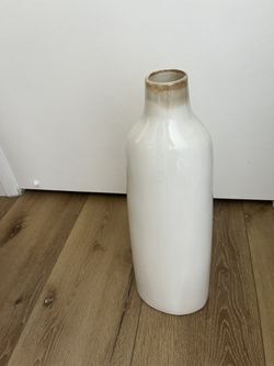 Tall White Ceramic Decorative Vase