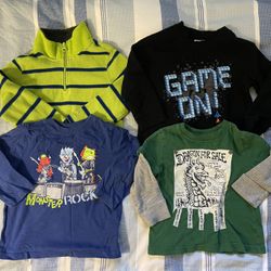 1 Toddler Boy Long Sleeve Fleece & 3 Long Sleeve Shirts 2T