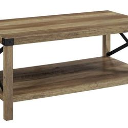 Walker Edison Sedalia Modern Farmhouse Metal X Coffee Table, 40 Inch, Rustic Oak
