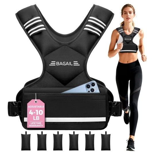 BAGAIL Adjustable Weighted Vest 4lbs - 10lbs
