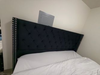 Black velvet bed frame with mattress king size
