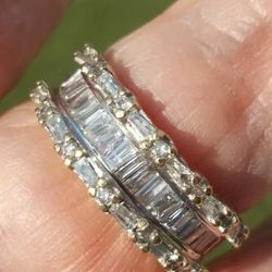 10K Diamond 40 Baguette (Natural )Arc Deco Wedding Ring Size7.75