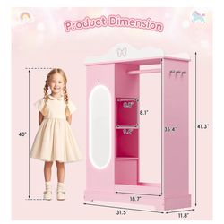 Kids Princess Dress Up Closet With Mirror 