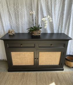 GORGEOUS black solid wood RUSTIC DRESSER Cabinet Credenza buffet TV stand
