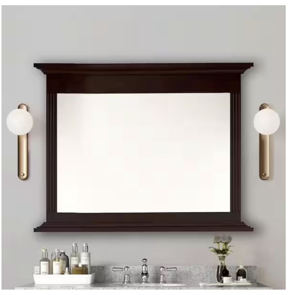 Home Decorators Collection Rectangular Wood Framed Wall Bathroom Vanity Mirror in Espresso
