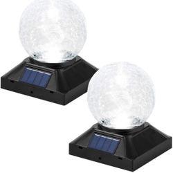 New! Solar Post Cap Lights Outdoor - Waterproof LED Fence Post Solar Lights for 3.5x3.5/4x4/5x5 Wood Posts in Patio, Deck or Garden Decoration (2 Pack