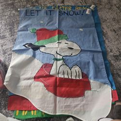 Lot Of 3 Vintage snoopy Banners Easter/ Christmas 
