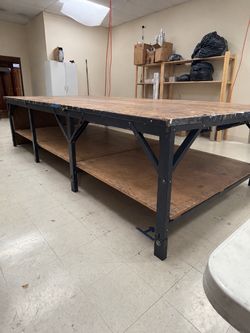 3-Section Fabric Cutting Table with Lower Storage