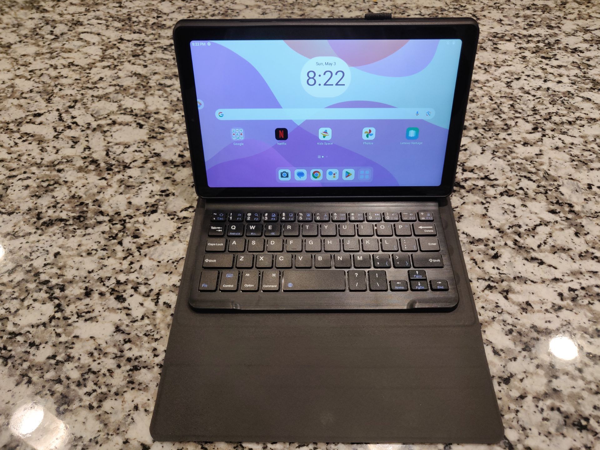 New! Lenovo grey tablet with case and Bluetooth keyboard