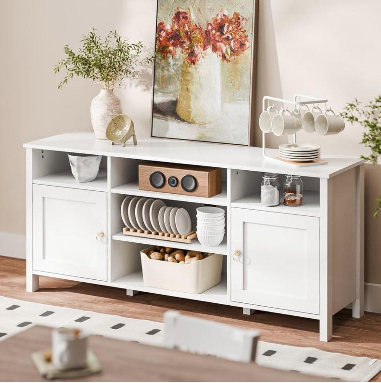 Black  & White Modern 55” Tv Stand 