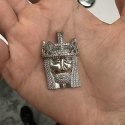 White Gold Plated Cubic Zirconia Jesus