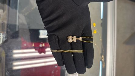 14k Gold Curb Link With Teddy Bear 