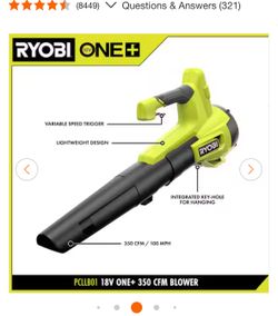 Ryobi PCLLB01 18V ONE+ 350 CFM Blower
