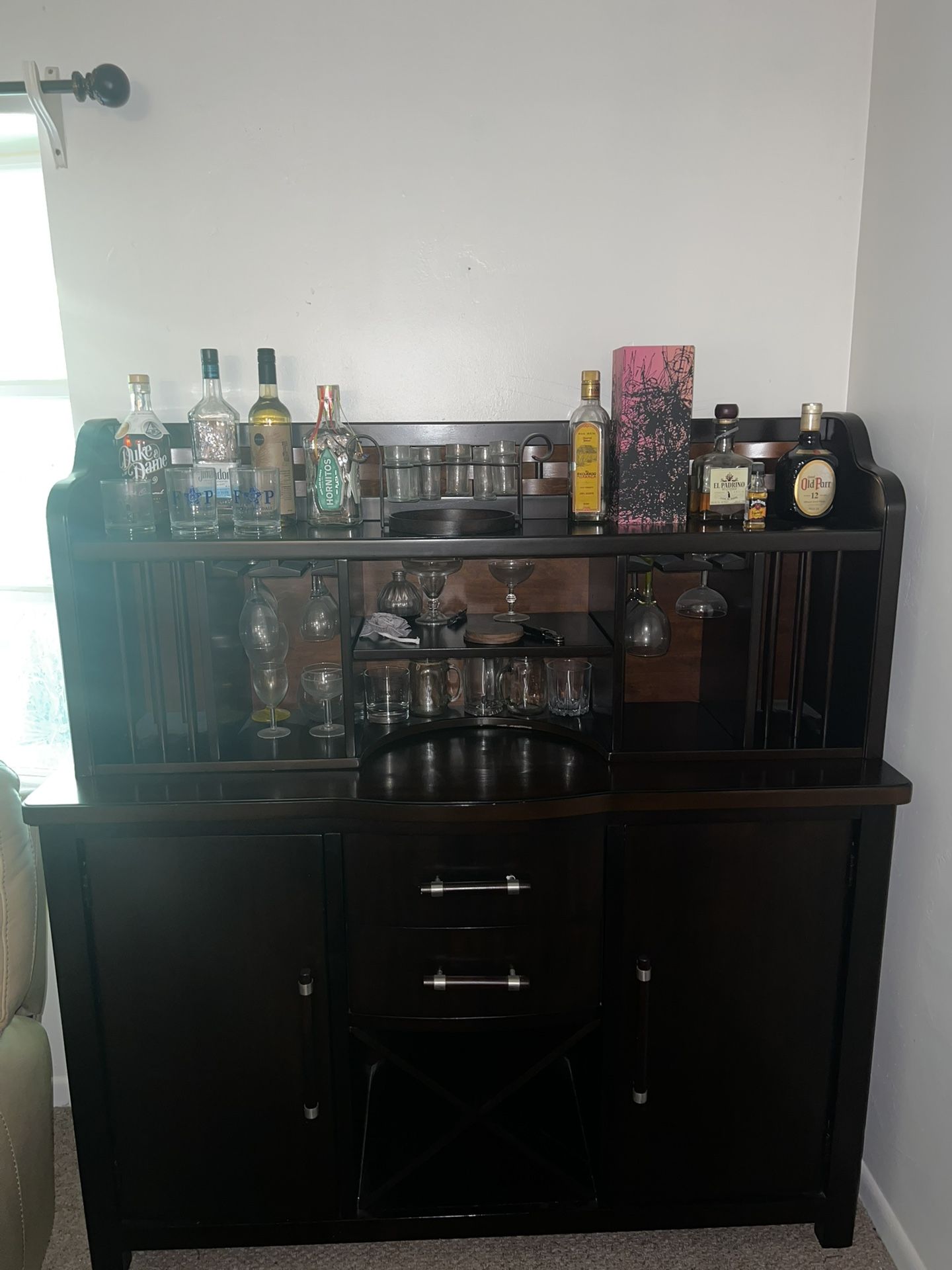 Dark Wood Bar/Display Cabinet 