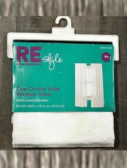 New 84” White Crinkle Sheer Voile Window Panel
