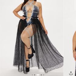 Goddess Of The Underworld 2 Piece Costume set Black/ Silver