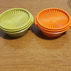 2 1970s 6 Inch Tupperware Containers With Lids