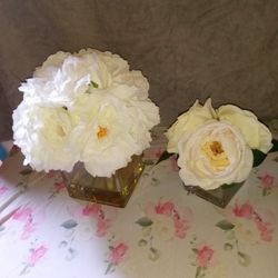 Artificial Flowers With Water Gel Glass Vase