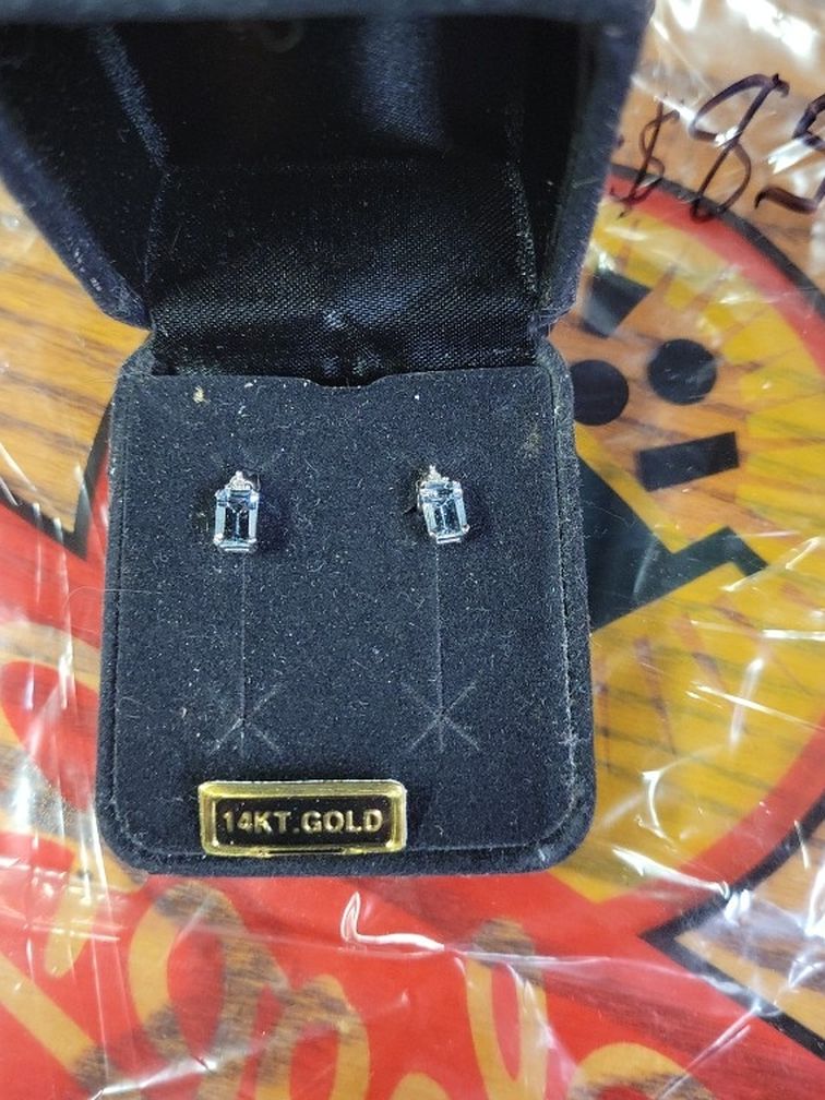 Pale Tanzonite 14k White Gold Ear Rings
