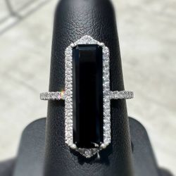 Jewelry 14k solid white gold onyx  stones natural diamonds 0.50CTW ring size 7.00